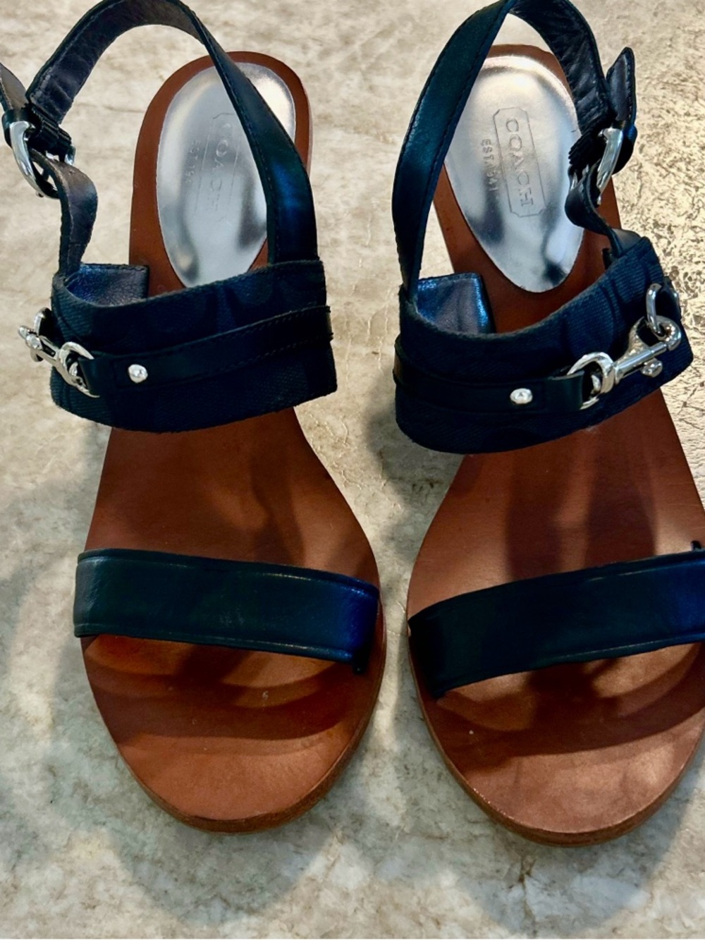 COACH Wedge Black Sandals - Picture 2 of 11